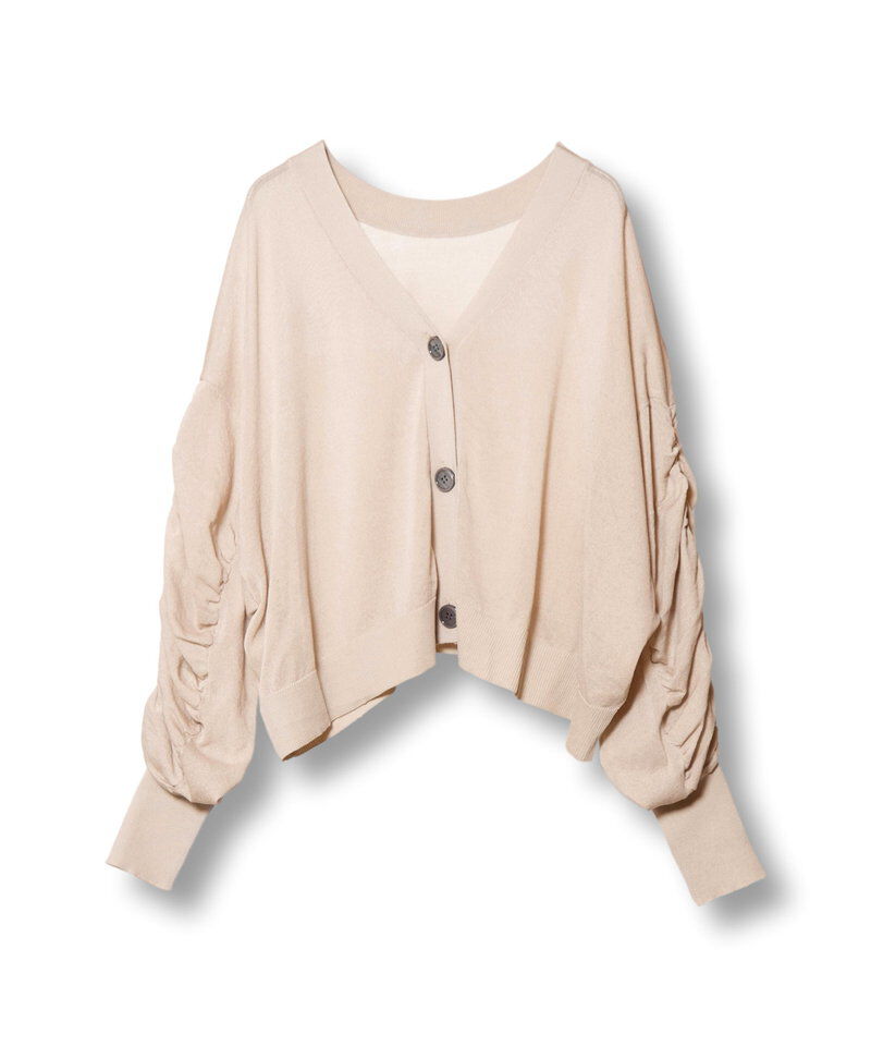  「2WAYギャザースリーブニットカーディガン」|カーディガン|