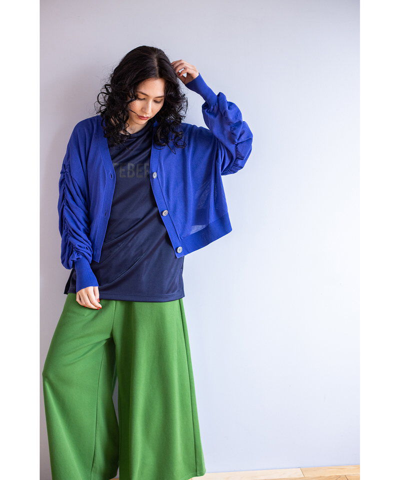  「2WAYギャザースリーブニットカーディガン」|カーディガン|