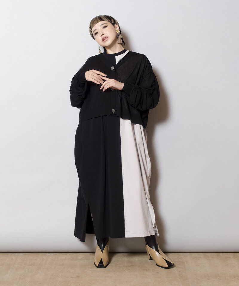  「2WAYギャザースリーブニットカーディガン」|カーディガン|
