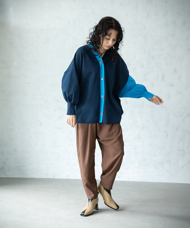  「2WAY配色ニットカーディガン」|ニット・セーター|