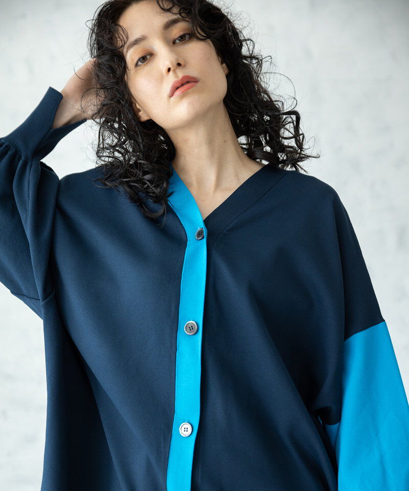  「2WAY配色ニットカーディガン」|ニット・セーター|