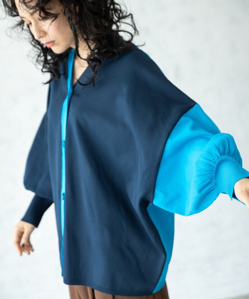  「2WAY配色ニットカーディガン」|ニット・セーター|