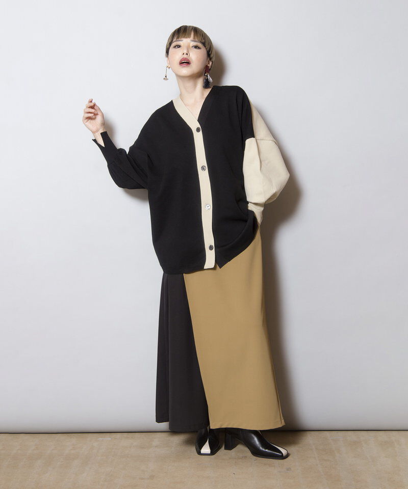  「2WAY配色ニットカーディガン」|ニット・セーター|