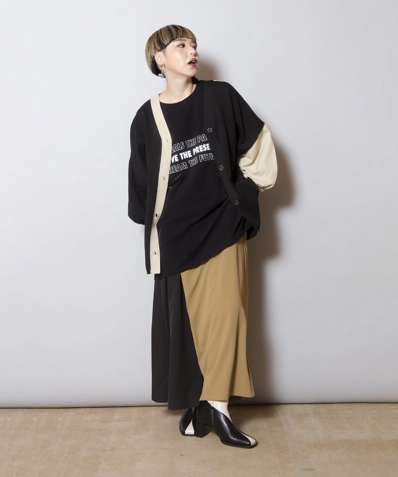  「2WAY配色ニットカーディガン」|ニット・セーター|