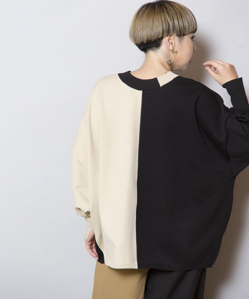  「2WAY配色ニットカーディガン」|ニット・セーター|