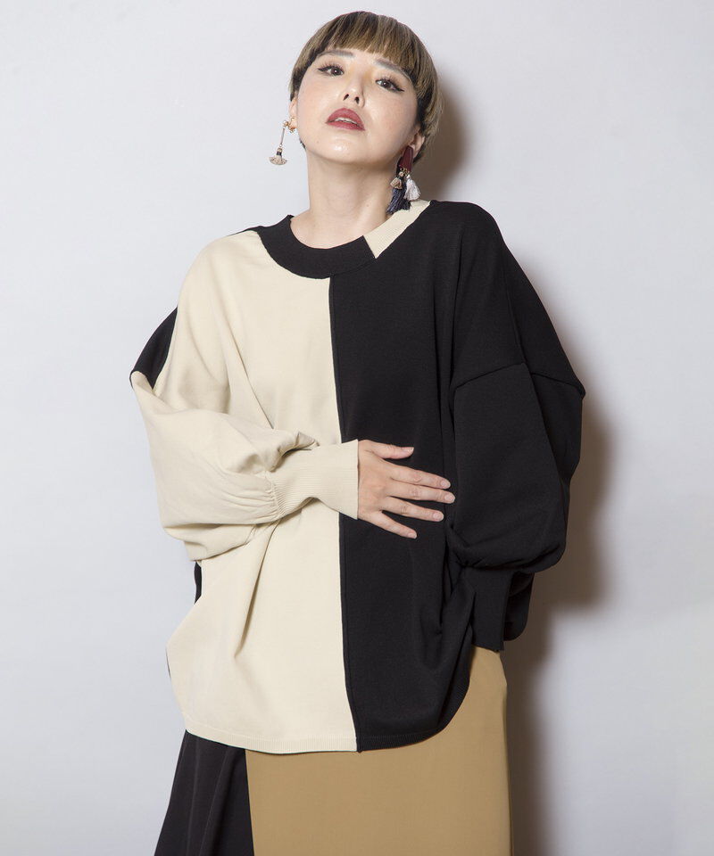  「2WAY配色ニットカーディガン」|ニット・セーター|