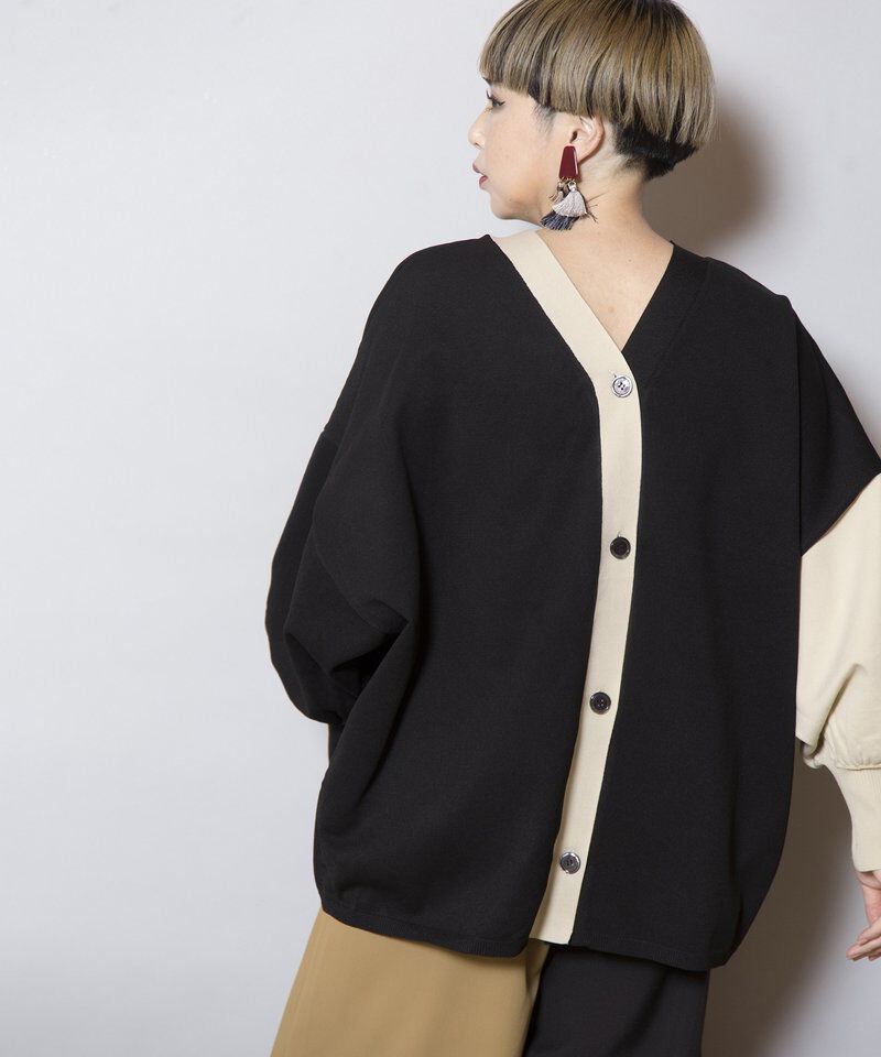  「2WAY配色ニットカーディガン」|ニット・セーター|