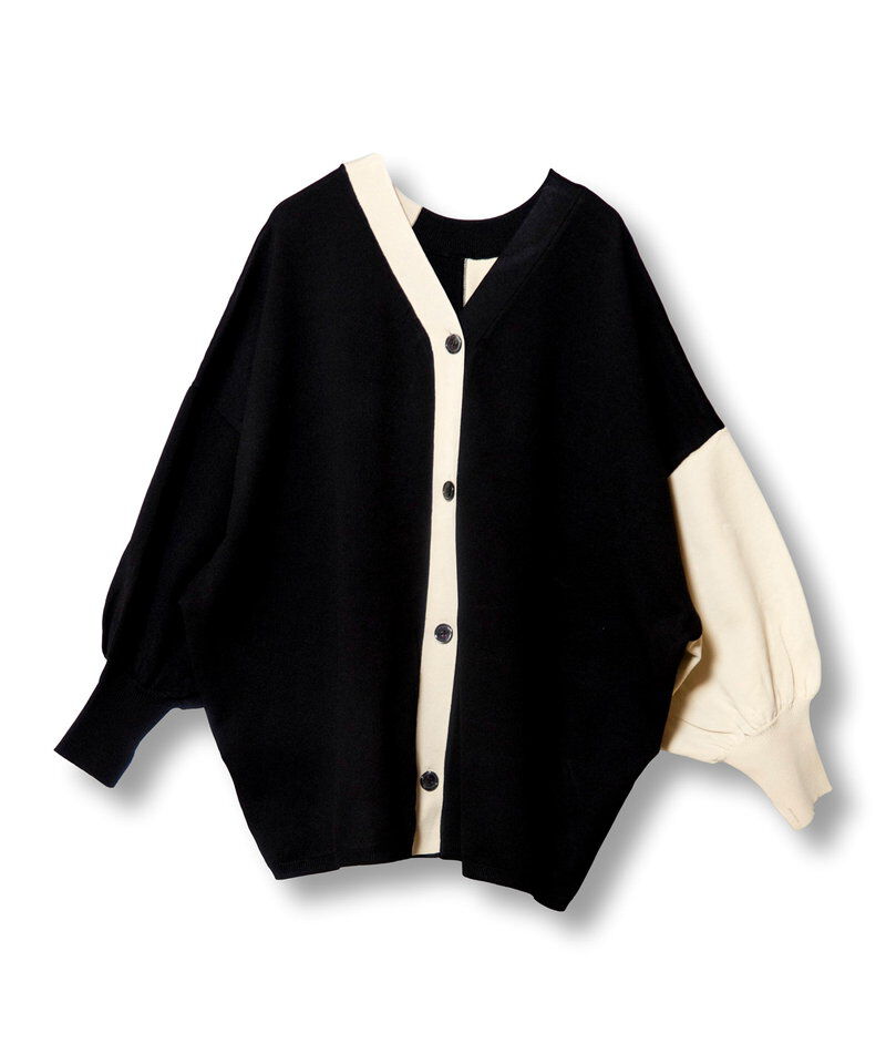  「2WAY配色ニットカーディガン」|ニット・セーター|