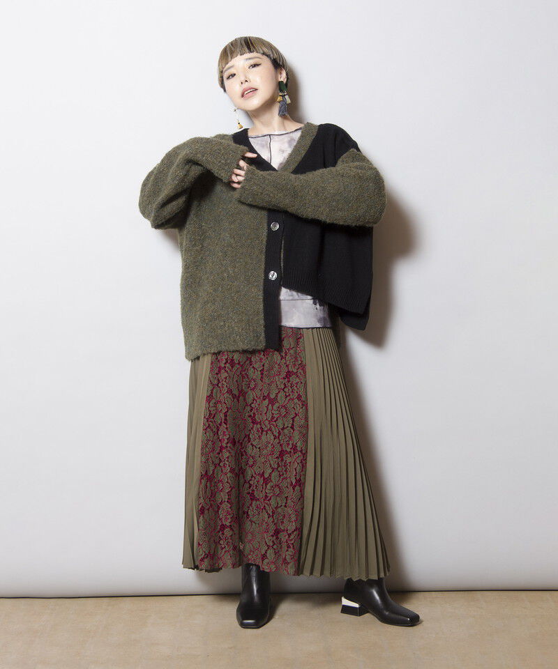  「2WAY配色ニットカーディガン」|ニット・セーター|
