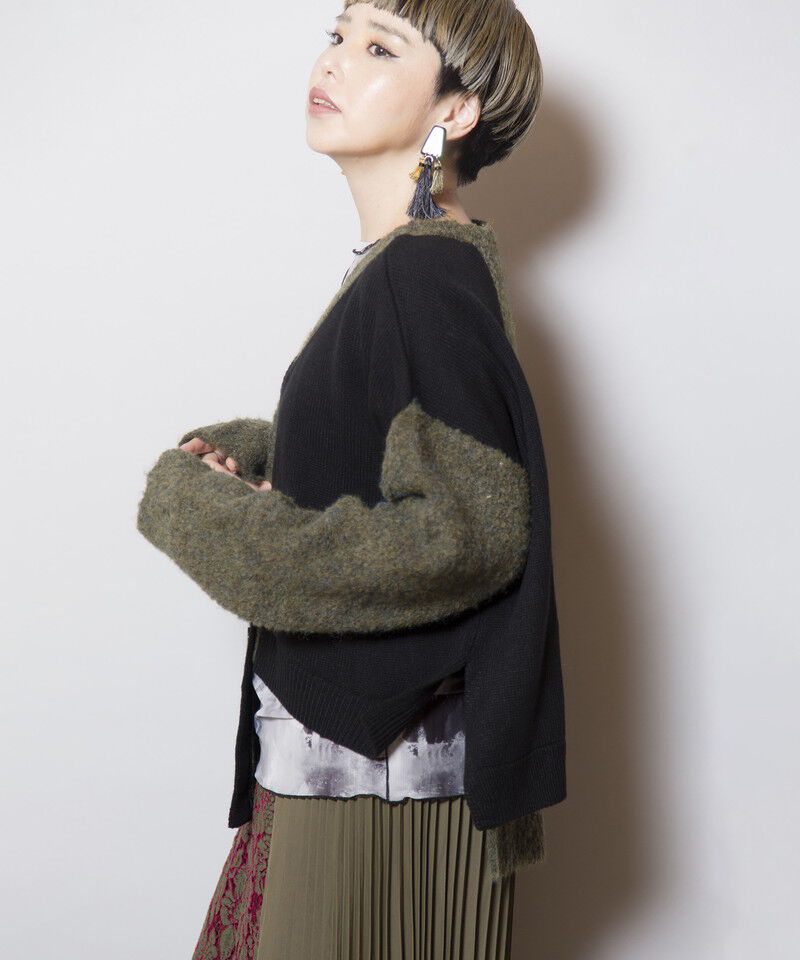  「2WAY配色ニットカーディガン」|ニット・セーター|