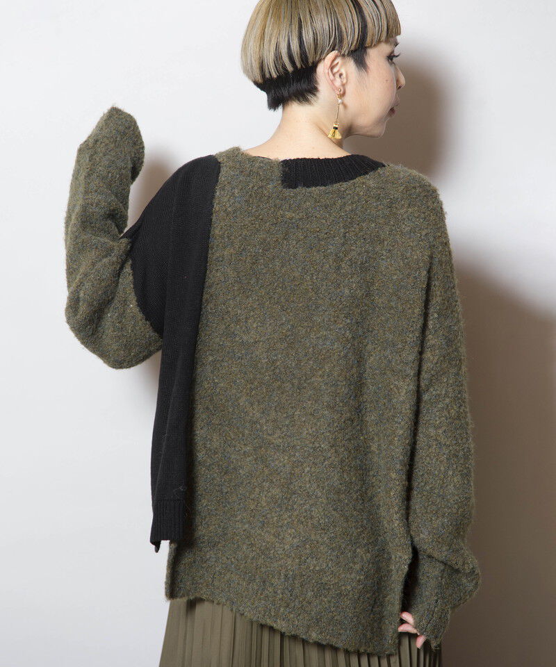  「2WAY配色ニットカーディガン」|ニット・セーター|