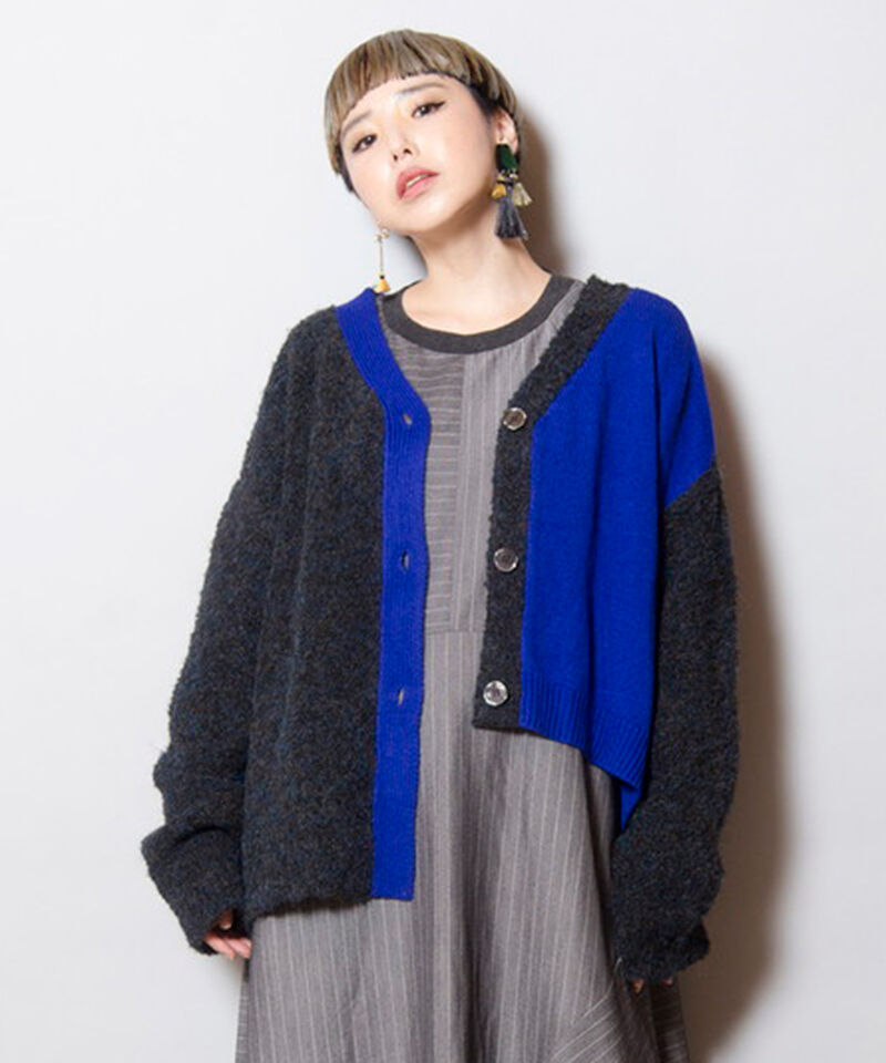  「2WAY配色ニットカーディガン」|ニット・セーター|NAVY