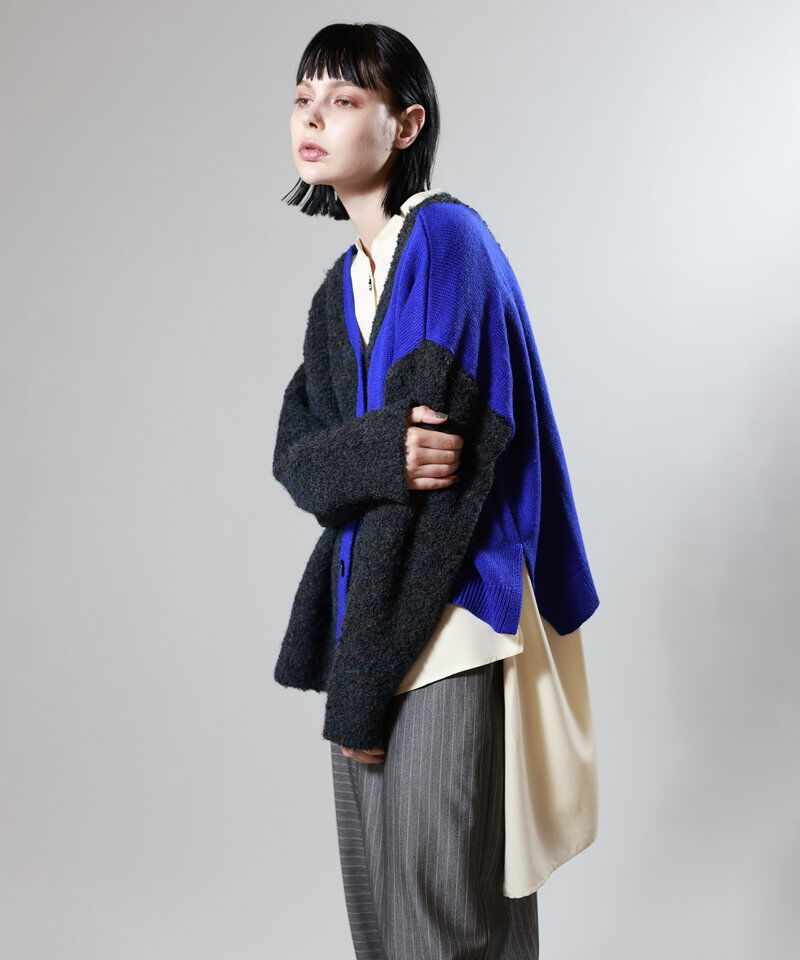  「2WAY配色ニットカーディガン」|ニット・セーター|