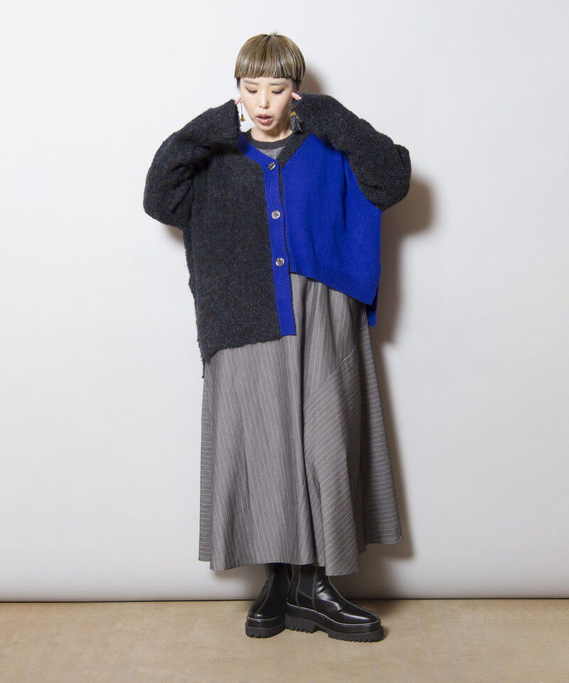  「2WAY配色ニットカーディガン」|ニット・セーター|
