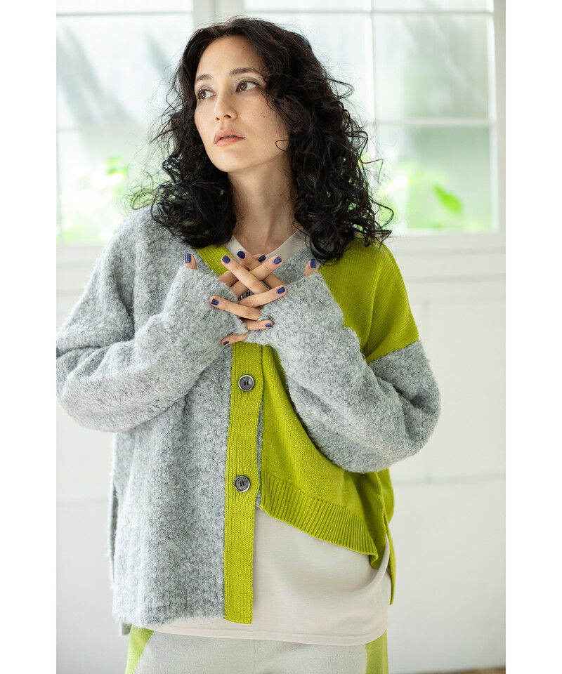  「2WAY配色ニットカーディガン」|ニット・セーター|