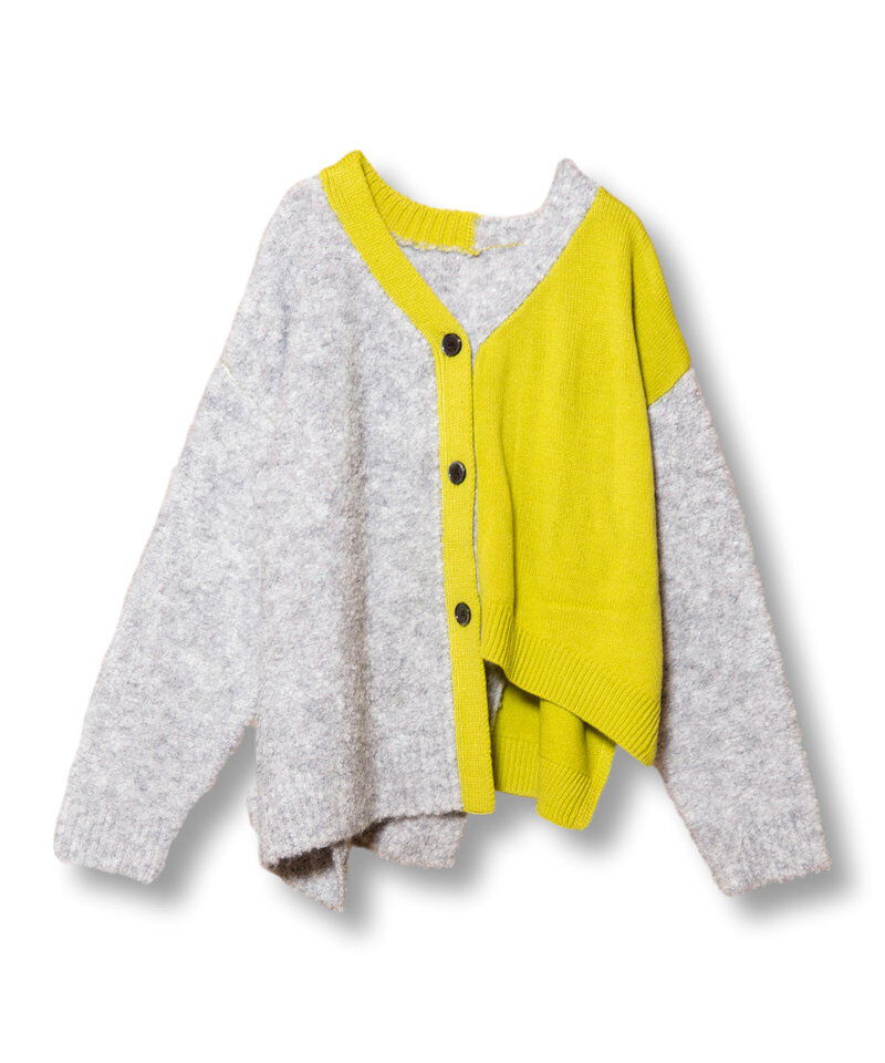  「2WAY配色ニットカーディガン」|ニット・セーター|