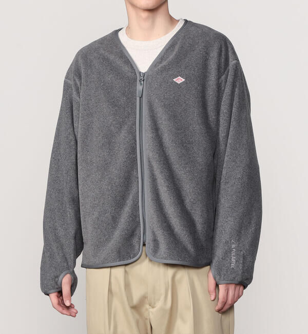 DANTON「DANTON | ポーラテックフリース Vネックジャケット MEN」|ノーカラージャケット|GREY