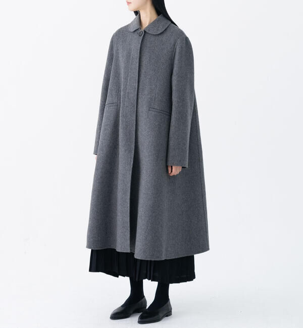  「eunoia | ラウンドカラー ロングコート WOMEN」|ステンカラーコート|