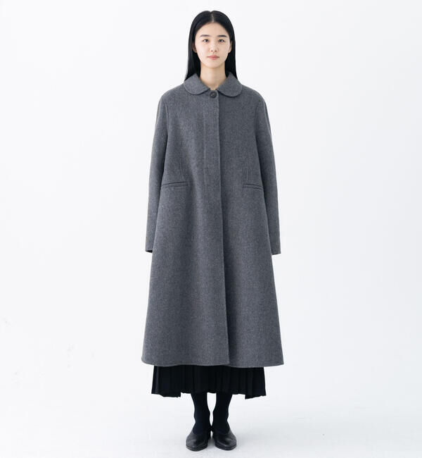  「eunoia | ラウンドカラー ロングコート WOMEN」|ステンカラーコート|