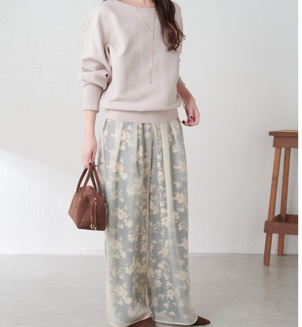  「シアーレイヤードフラワー柄パンツ」|チノ|