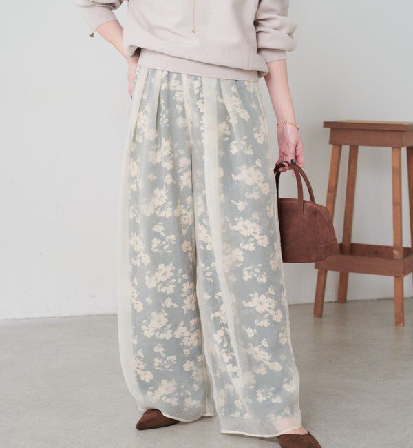  「シアーレイヤードフラワー柄パンツ」|チノ|