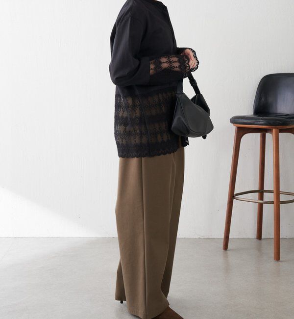  「ボウタイ裾レース切替シャツ」|シャツ・ブラウス|