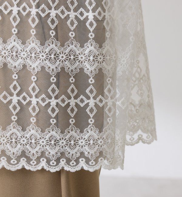  「ボウタイ裾レース切替シャツ」|シャツ・ブラウス|