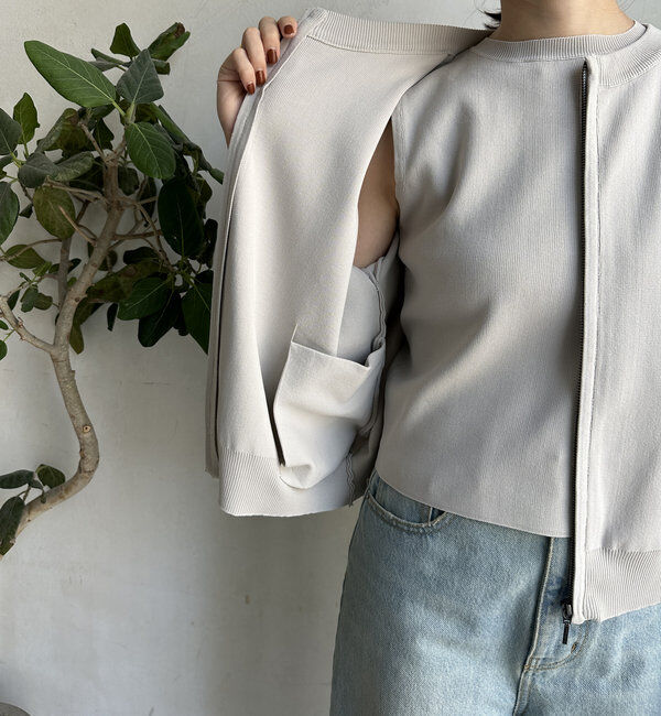  「【WEB限定】ニットタンク＋ジップカーデセット 」|カーディガン|