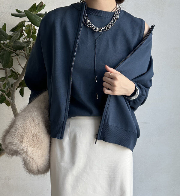  「【WEB限定】ニットタンク＋ジップカーデセット 」|カーディガン|ブルー