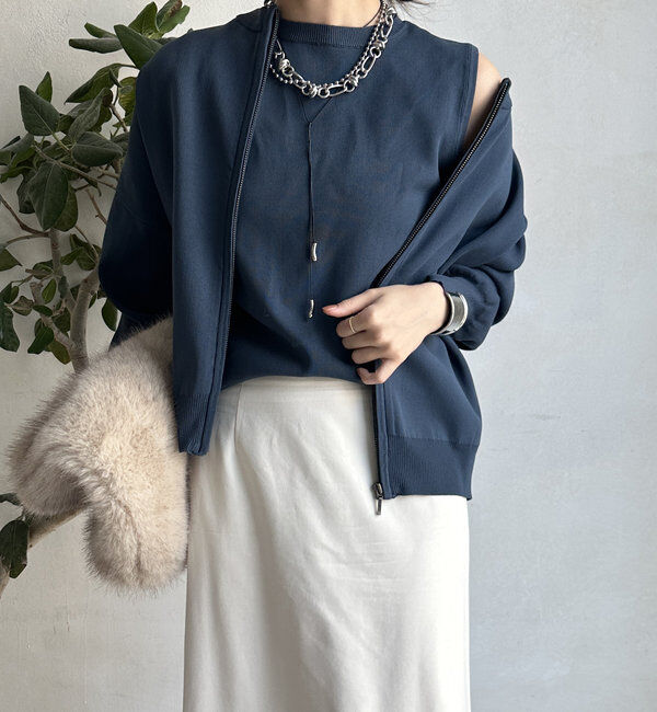  「【WEB限定】ニットタンク＋ジップカーデセット 」|カーディガン|