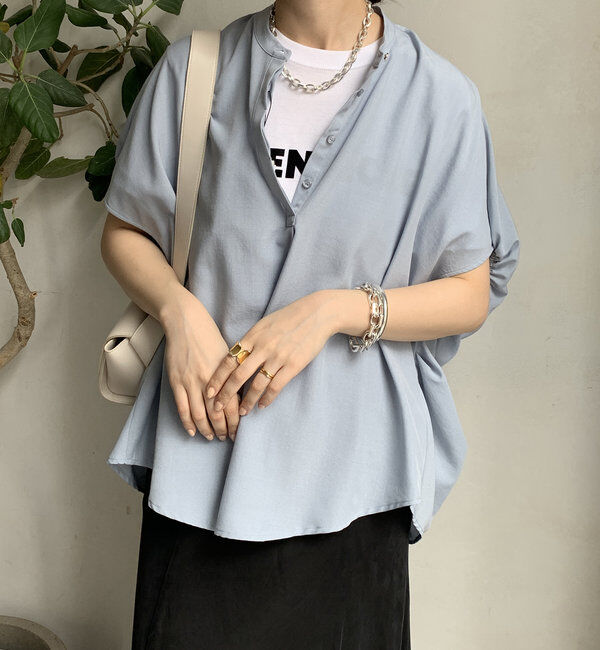  「【WEB限定】タンブラーブッチャー袖ギャザーシャツ」|シャツ・ブラウス|