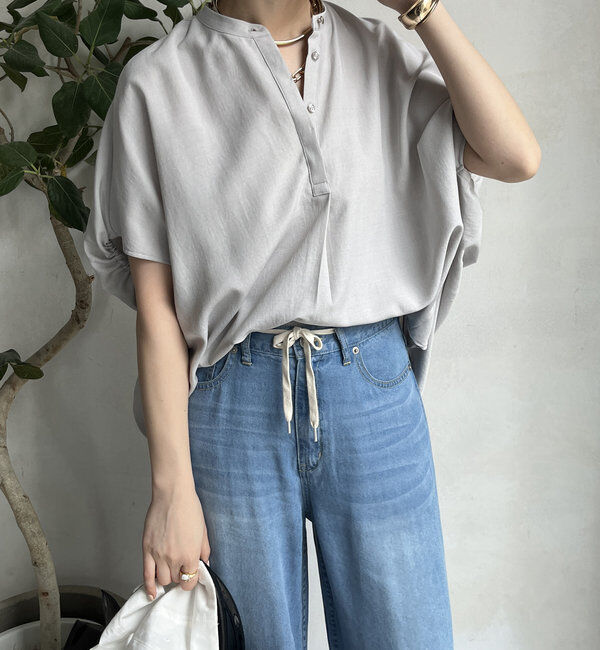  「【WEB限定】タンブラーブッチャー袖ギャザーシャツ」|シャツ・ブラウス|