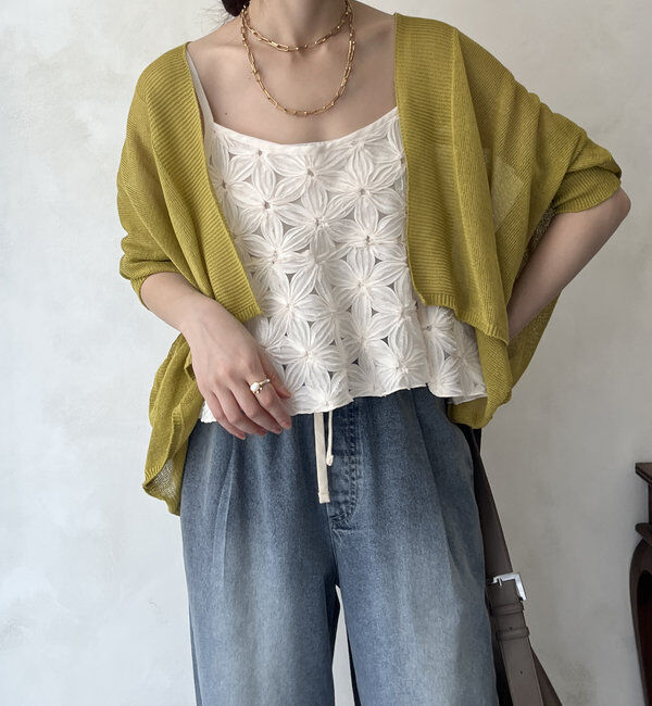  「【WEB限定】ストローヤーンボレロカーディガン」|カーディガン|グリーン