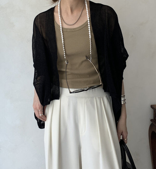  「【WEB限定】ストローヤーンボレロカーディガン」|カーディガン|