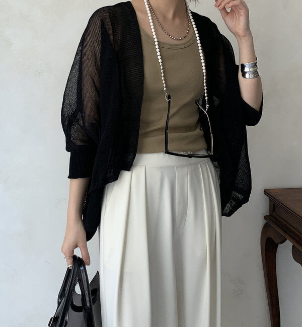  「【WEB限定】ストローヤーンボレロカーディガン」|カーディガン|