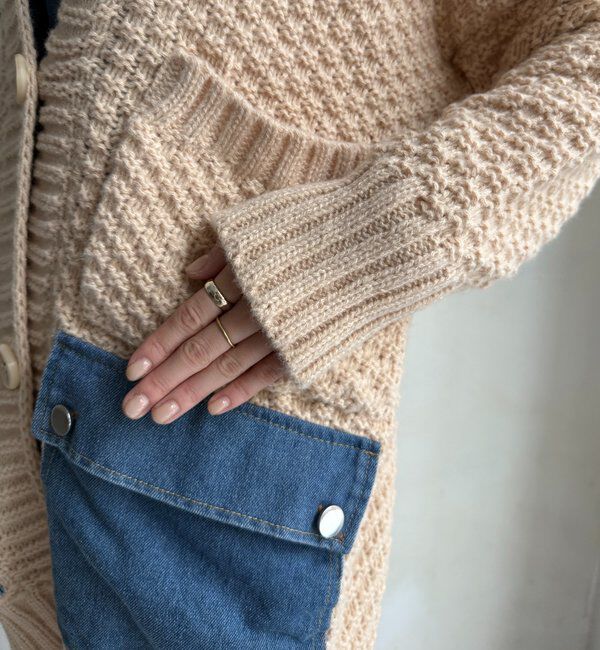  「【WEB限定】デニム切替ニットッジャケット」|カーディガン|