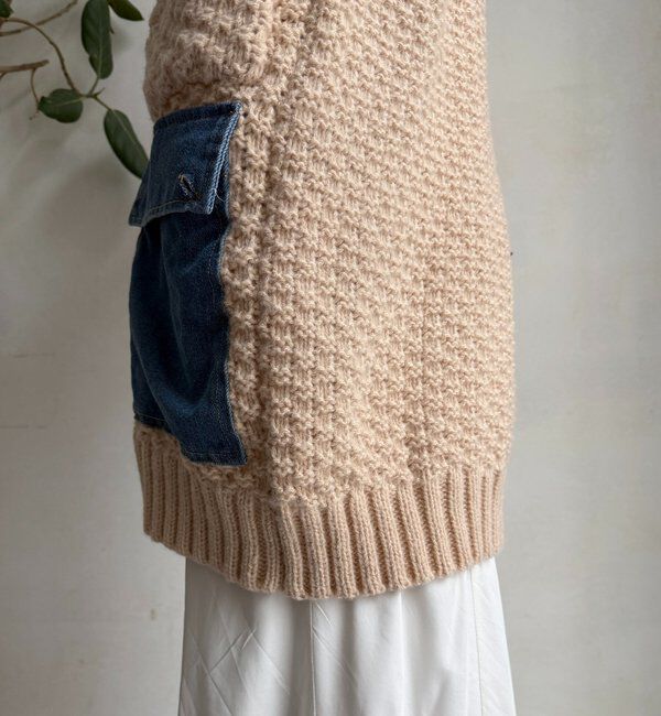  「【WEB限定】デニム切替ニットッジャケット」|カーディガン|