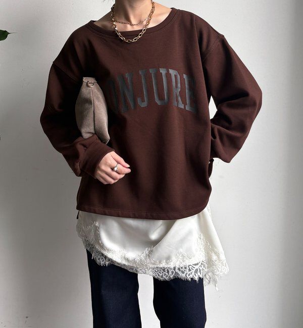  「前後ロゴプリント裏起毛プルオーバー」|Tシャツ・カットソー|