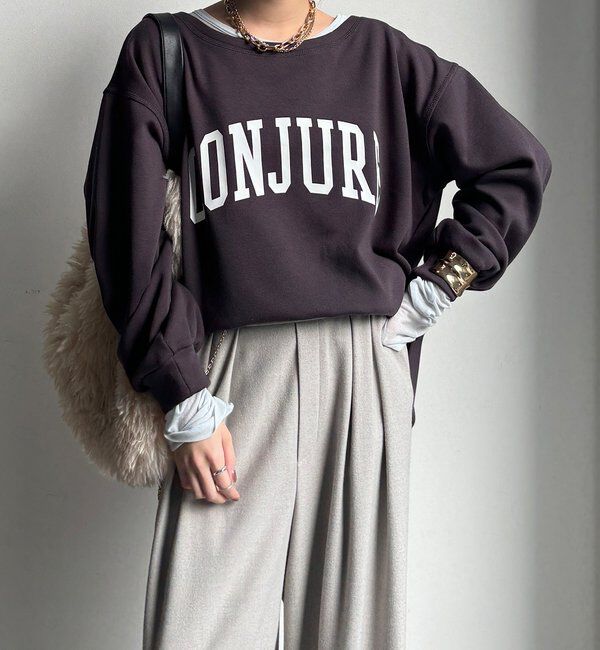  「前後ロゴプリント裏起毛プルオーバー」|Tシャツ・カットソー|