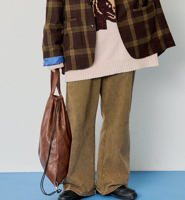  「【WHIMSIC/SETUP対応】アシッドウォッシュドカットーソーパンツ」|チノ|ブラウン