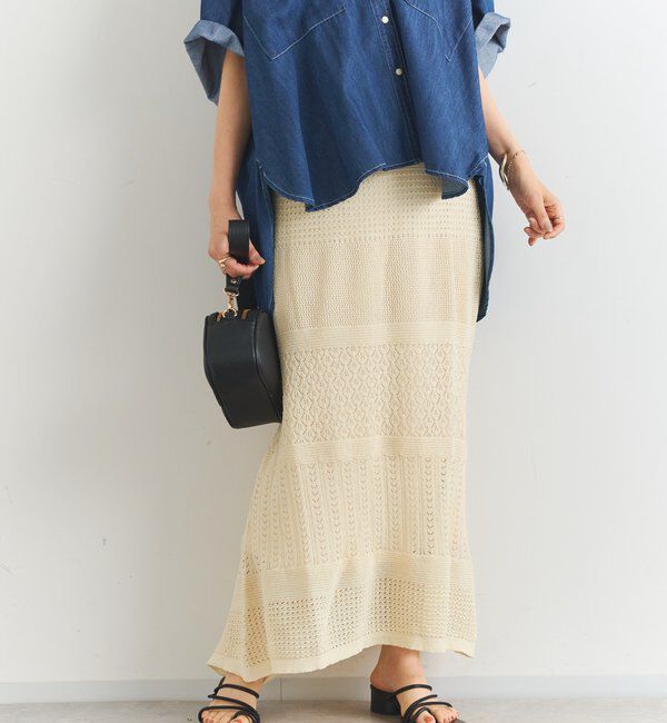  「《セットアップ対応》透かし編みフレアスカート」|スカート|