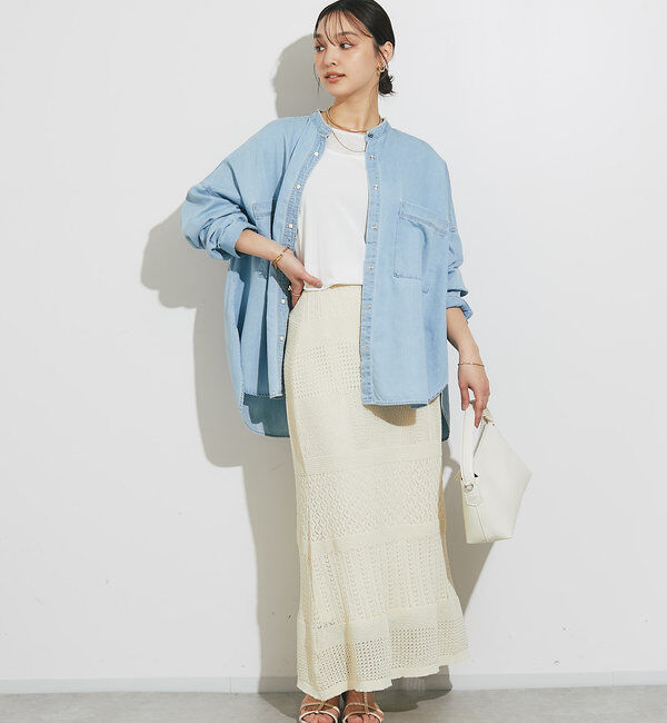  「《セットアップ対応》透かし編みフレアスカート」|スカート|