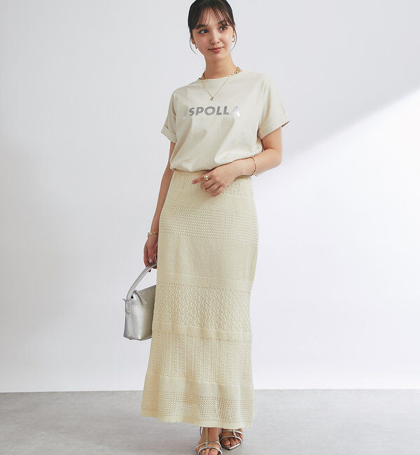  「《セットアップ対応》透かし編みフレアスカート」|スカート|