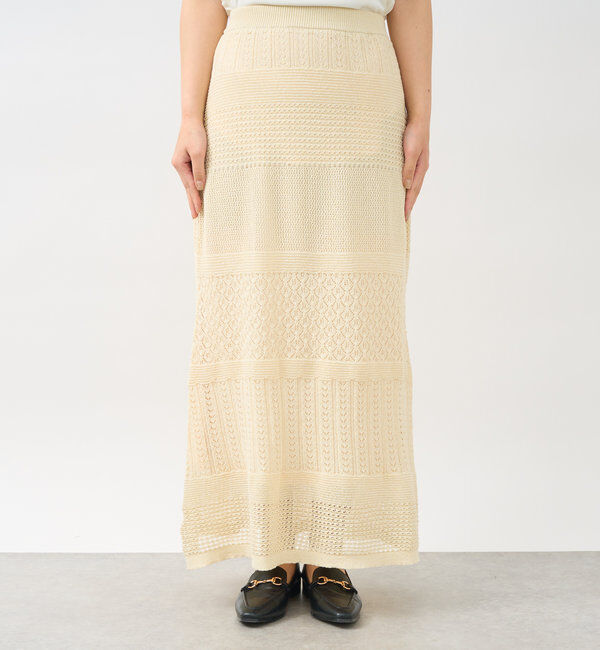  「《セットアップ対応》透かし編みフレアスカート」|スカート|