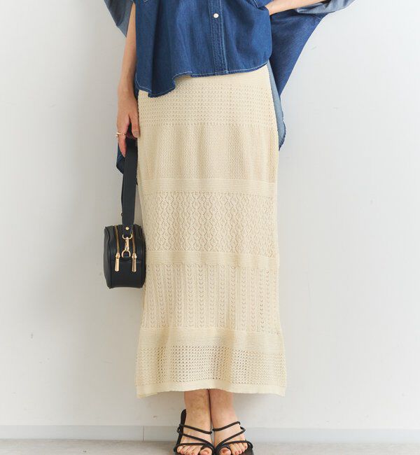  「《セットアップ対応》透かし編みフレアスカート」|スカート|