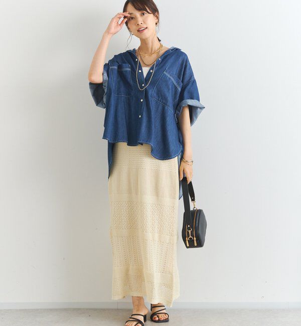  「《セットアップ対応》透かし編みフレアスカート」|スカート|