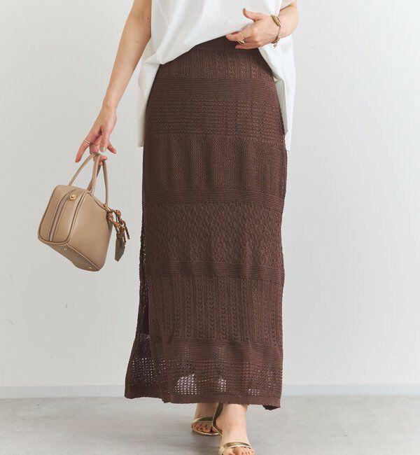  「《セットアップ対応》透かし編みフレアスカート」|スカート|