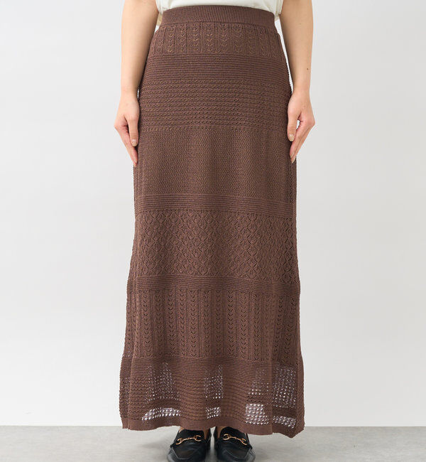  「《セットアップ対応》透かし編みフレアスカート」|スカート|