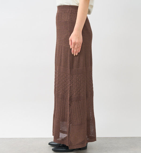  「《セットアップ対応》透かし編みフレアスカート」|スカート|