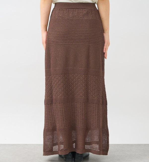  「《セットアップ対応》透かし編みフレアスカート」|スカート|